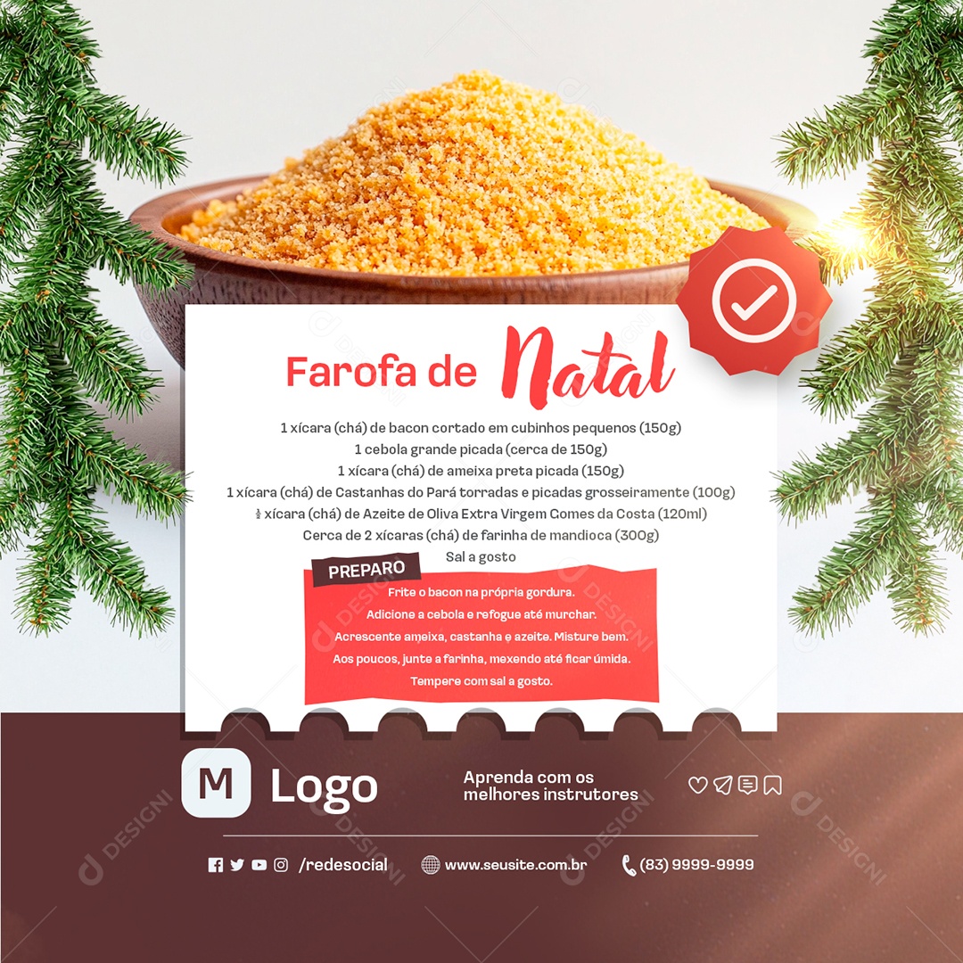 Receita de Natal Farofa de Natal Social Media PSD Editável