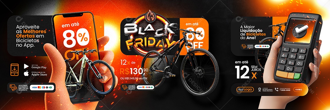 Carrossel Black Friday Bicicletaria As Melhores Ofertas em Bicicletas Social Media PSD Editável