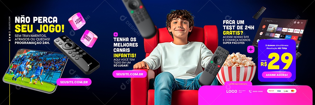 Carrossel IPTV Não Perca seu Jogo Social Media PSD Editável