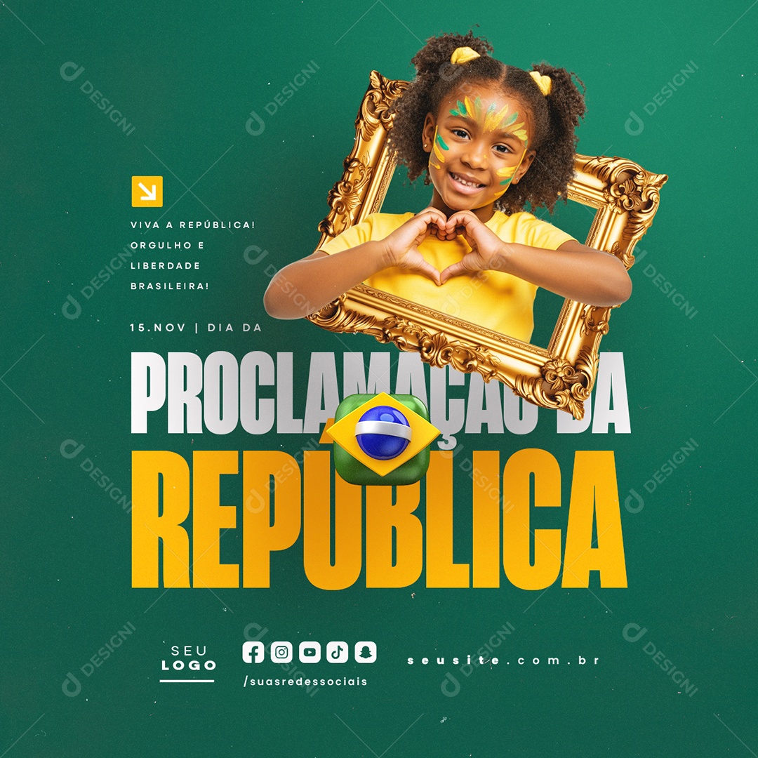 Dia da Proclamação da República 15 De Novembro Social Media PSD Editável