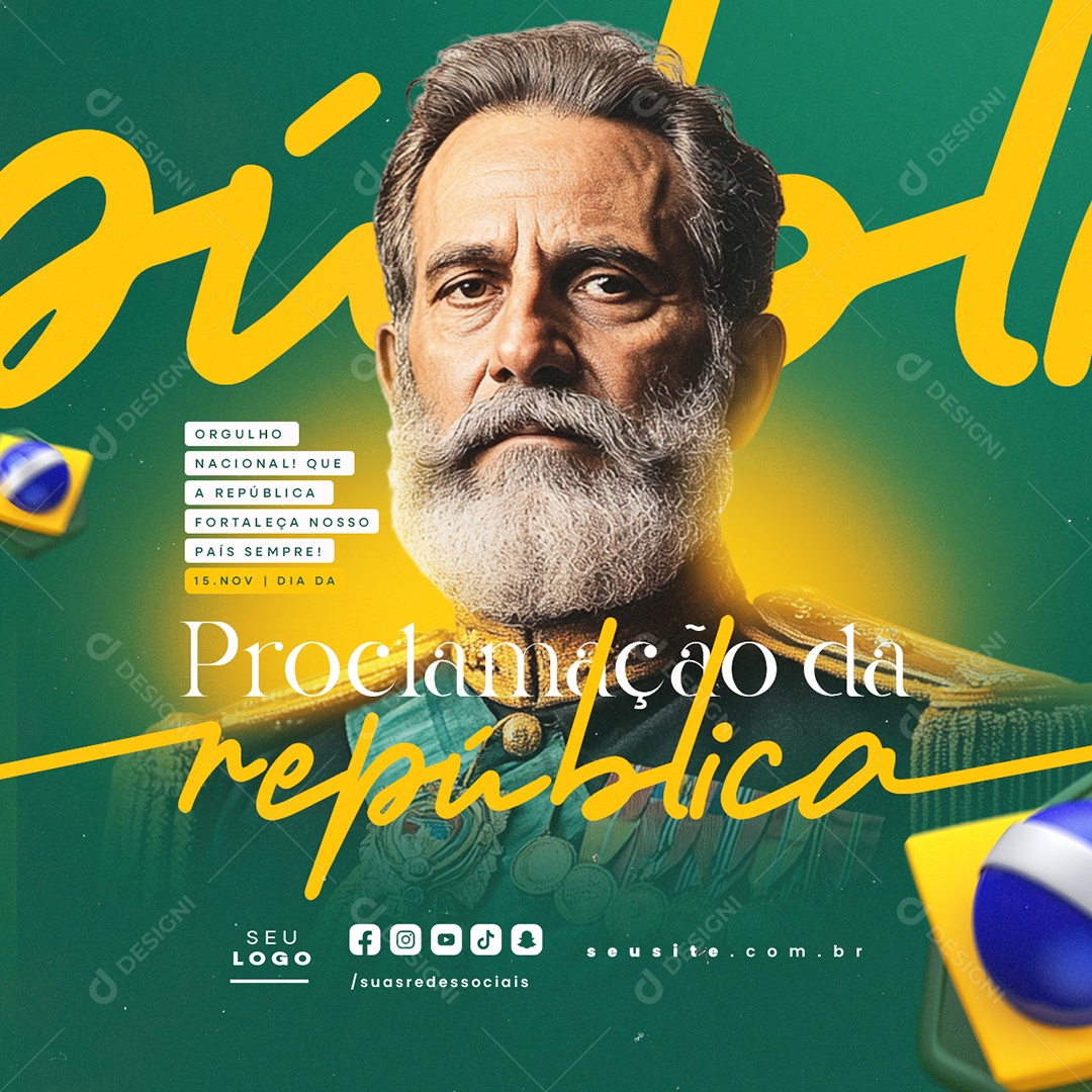 Dia da Proclamação da República 15 De Novembro Orgulho Social Media PSD Editável