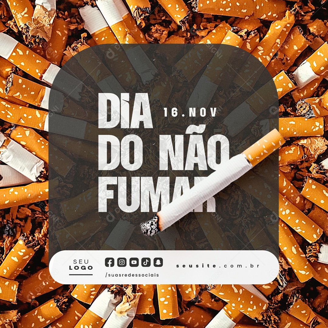 Dia do Não Fumar 16 de Novembro Social Media PSD Editável