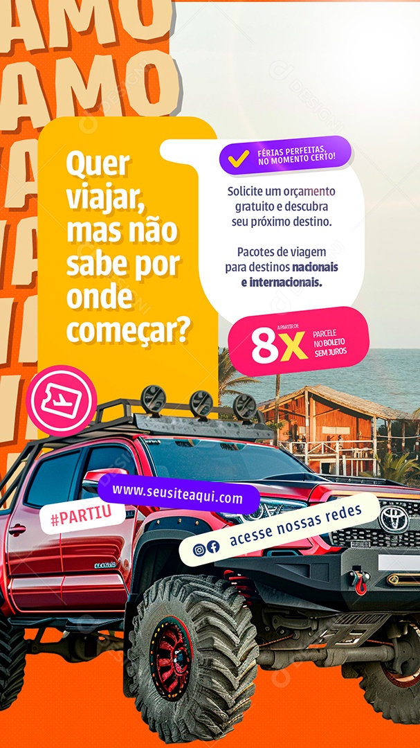 Story Turismo Quer Viajar Social Media PSD Editável