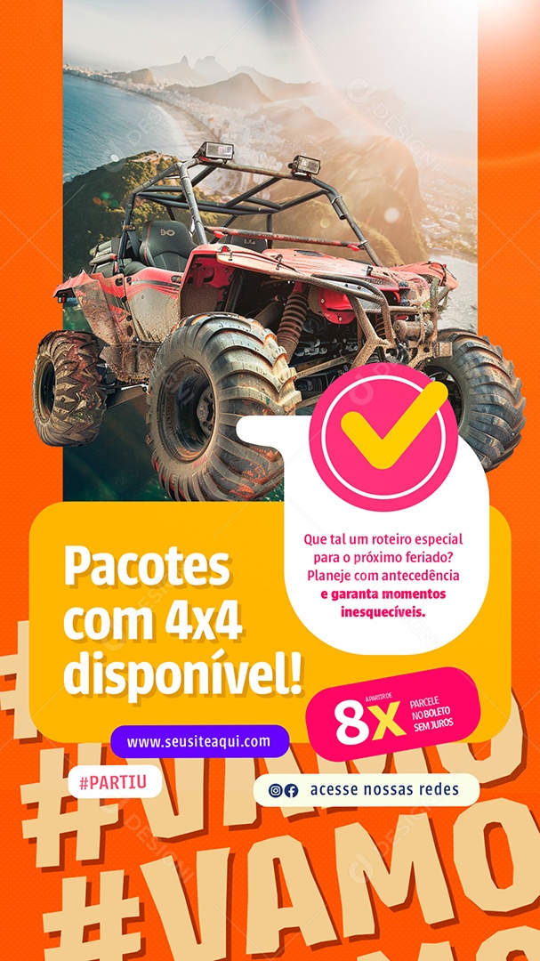 Story Turismo Pacotes com 4x4 Disponível Social Media PSD Editável