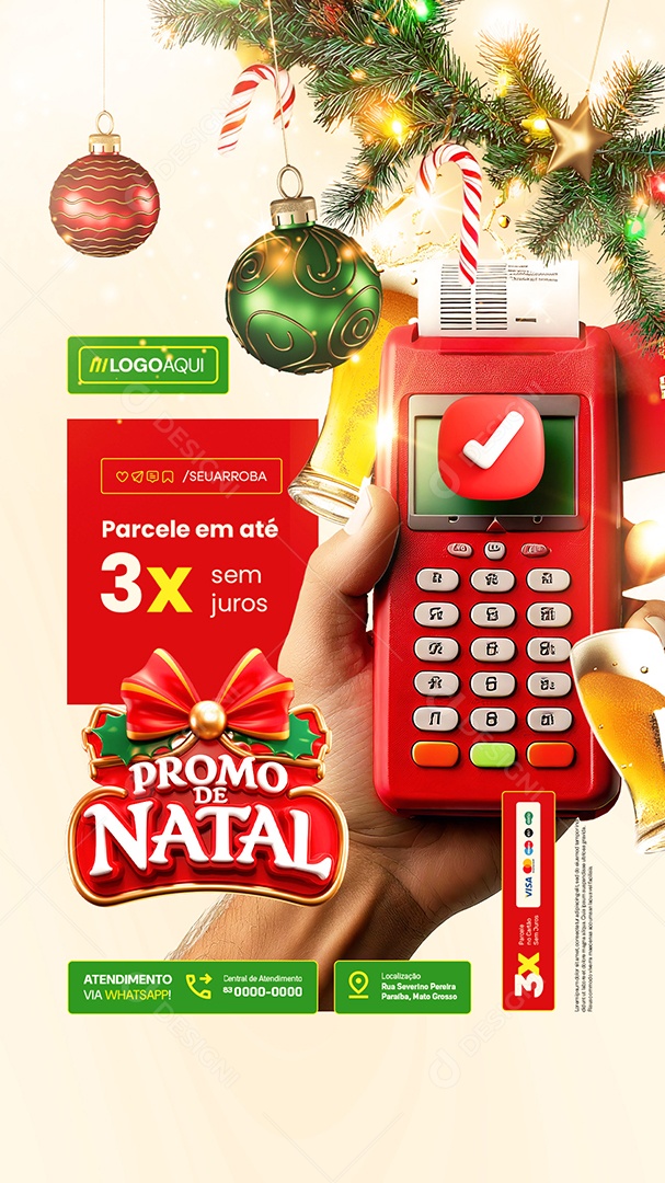 Story Cervejaria Promo De Natal Parcele em Até 3x Social Media PSD Editável