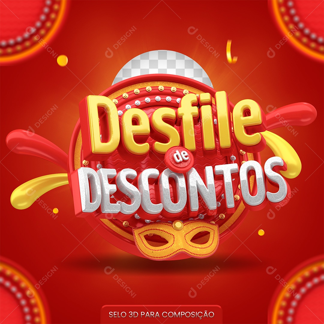 Discounts parade Yellow and Red 3D Seal for PSD Composition