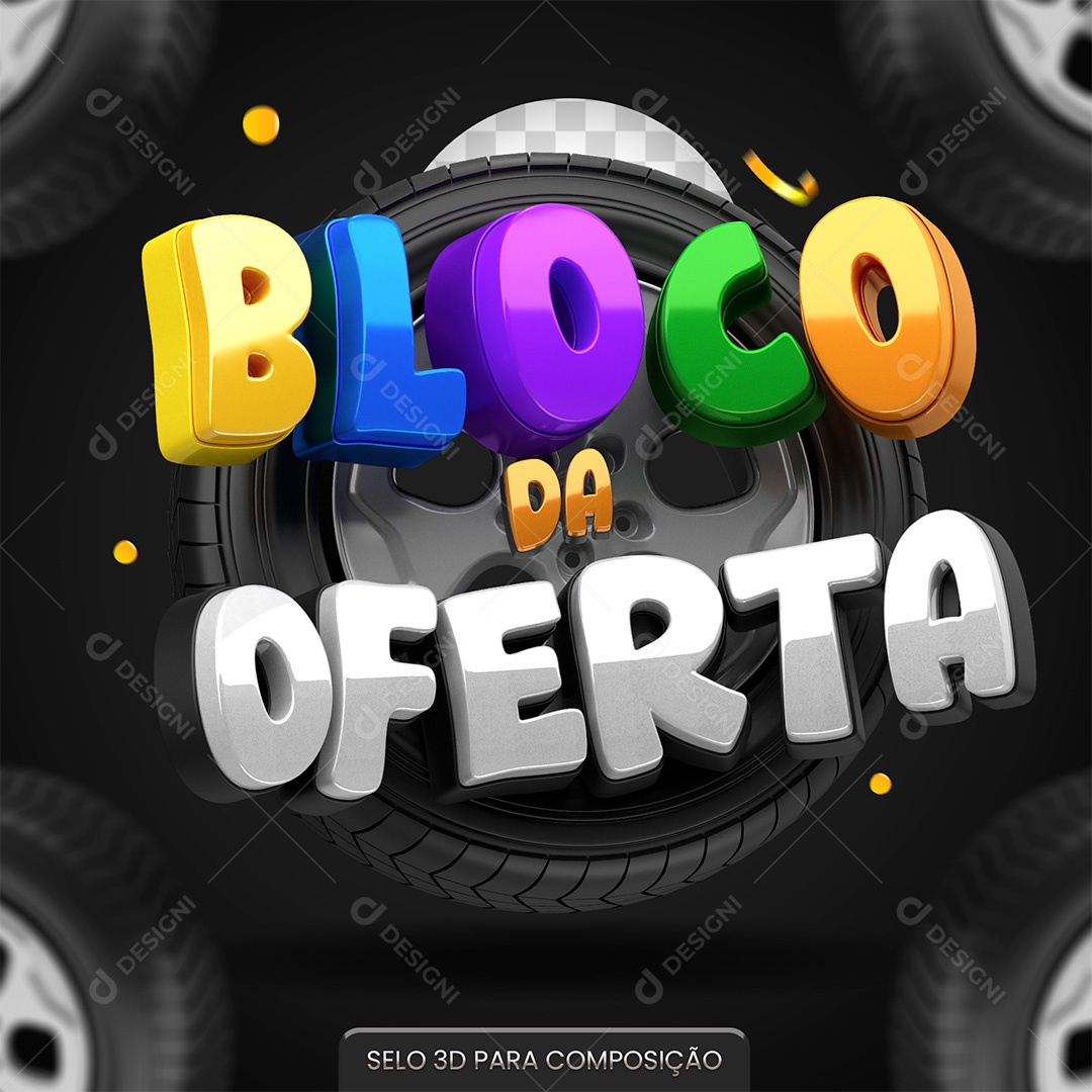 Bloco da Oferta Selo 3D Colorido para Composição PSD