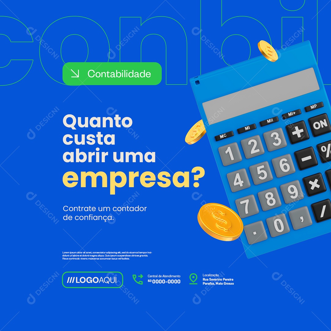 Contabilidade Quanto Custa Abrir uma Empresa Social Media PSD Editável