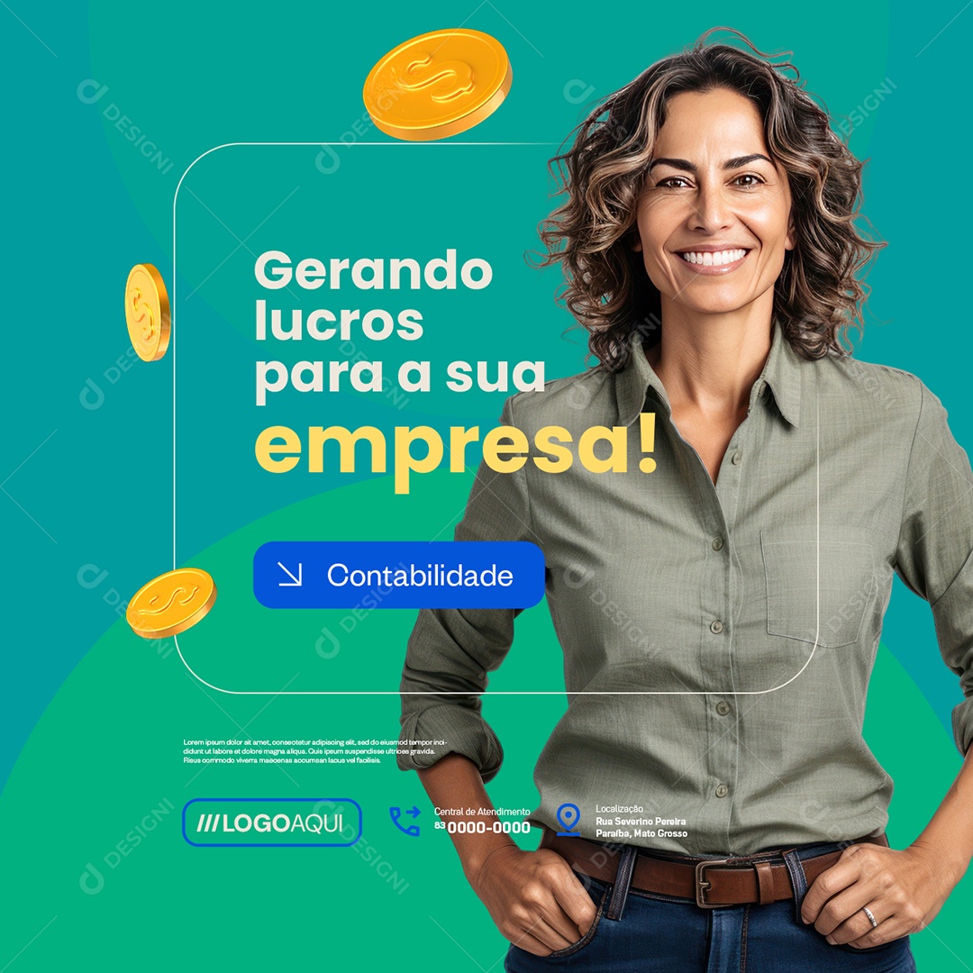 Contabilidade Gerando Lucros para Sua Empresa Social Media PSD Editável