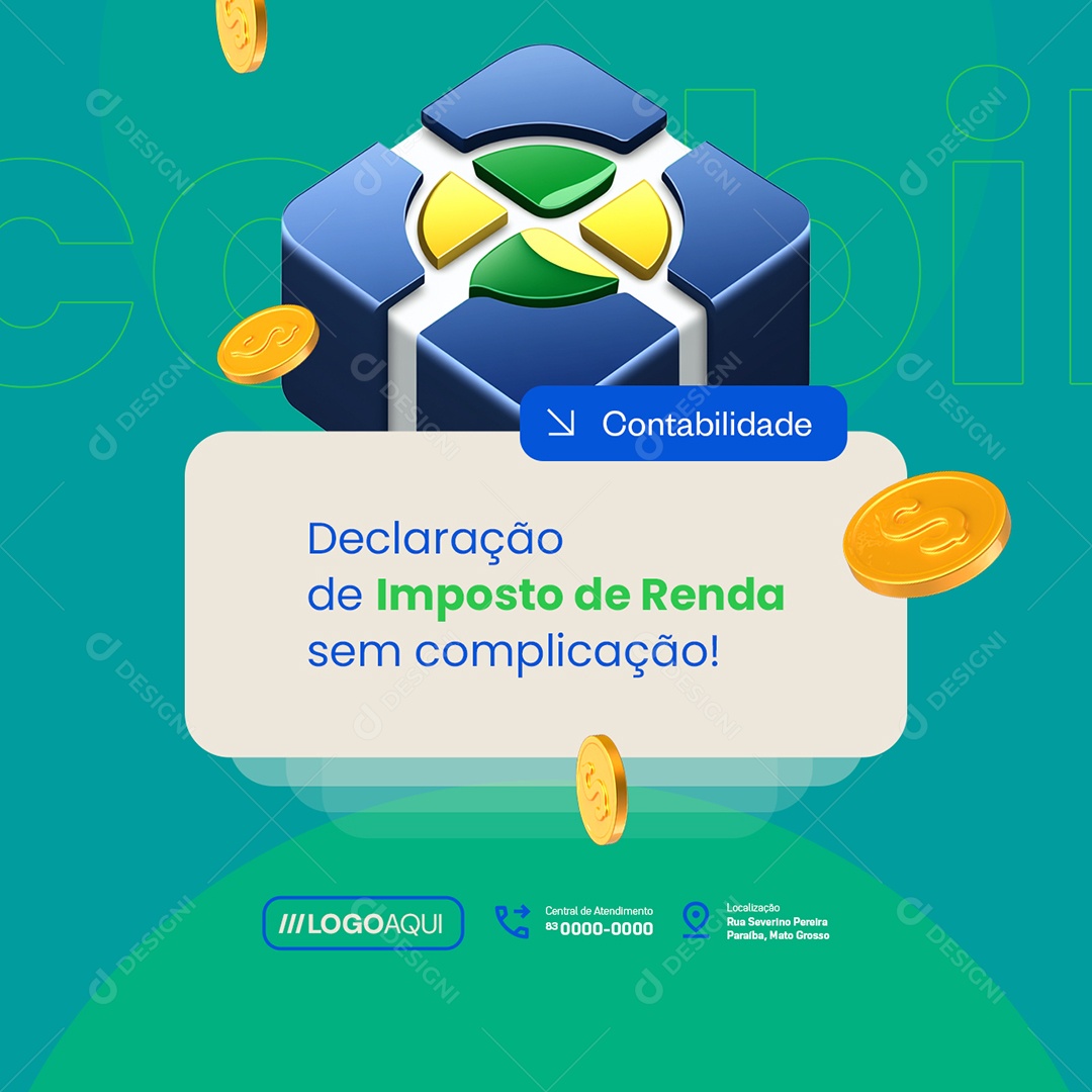 Contabilidade Declaração de Imposto de Renda Social Media PSD Editável