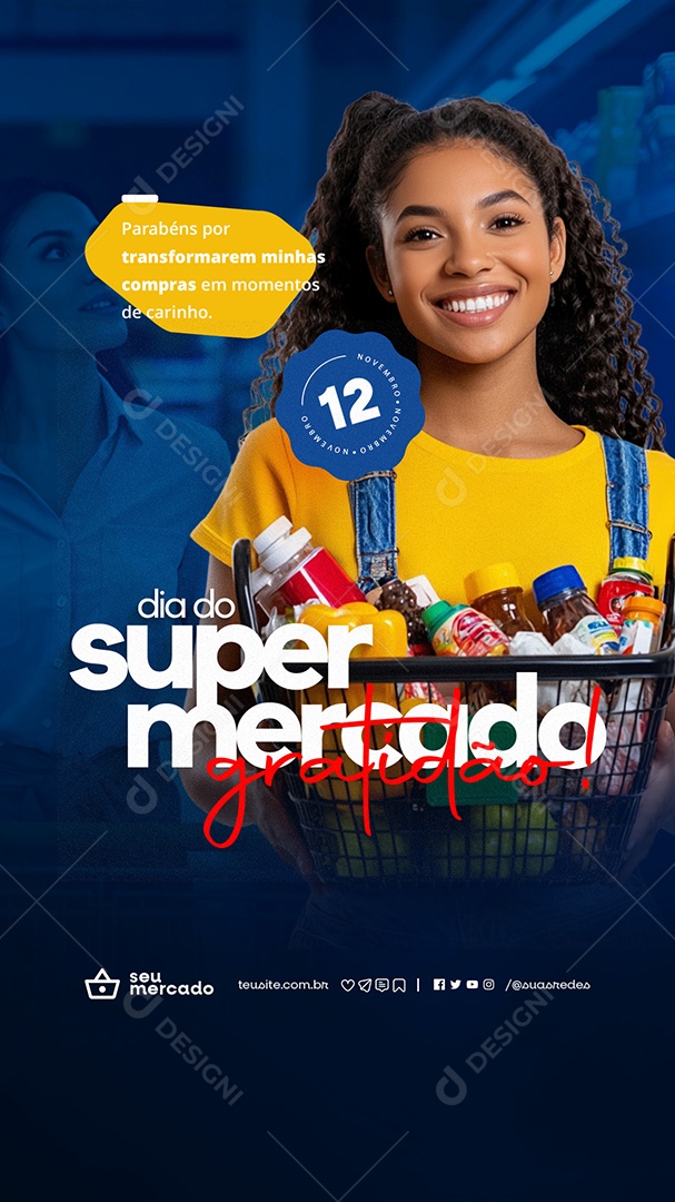 Story Dia do Supermercado 12 de Novembro Gratidão Social Media PSD Editável