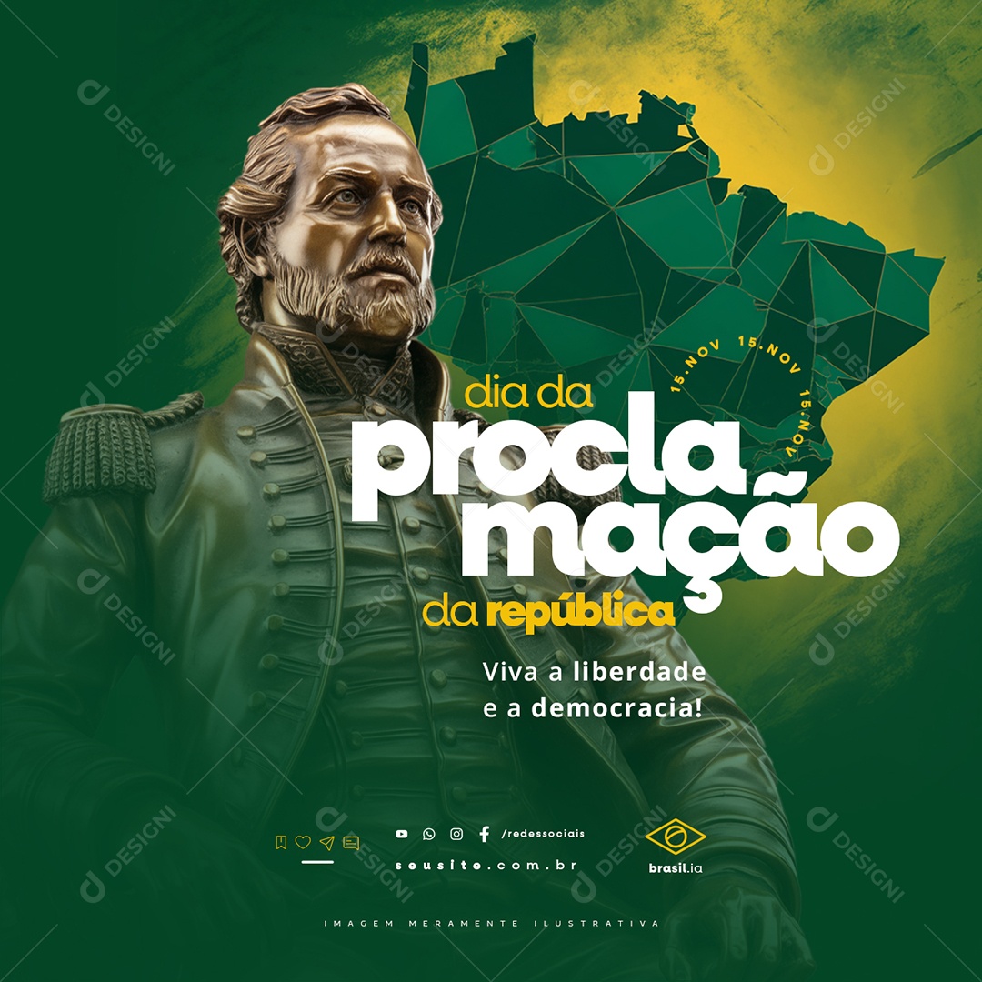 Dia da Proclamação Da República 15 De Novembro Social Media PSD Editável