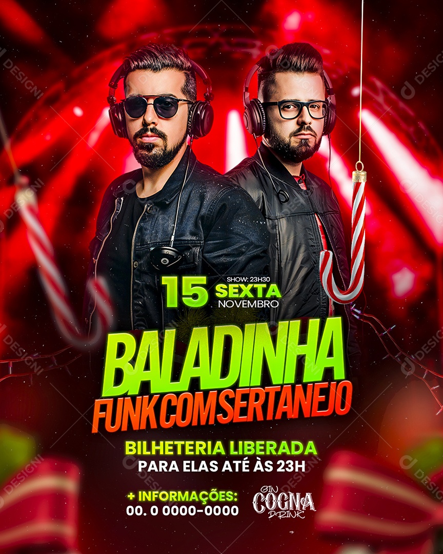 Flyer Natalino Baladinha Funk com Sertanejo Social Media PSD Editável