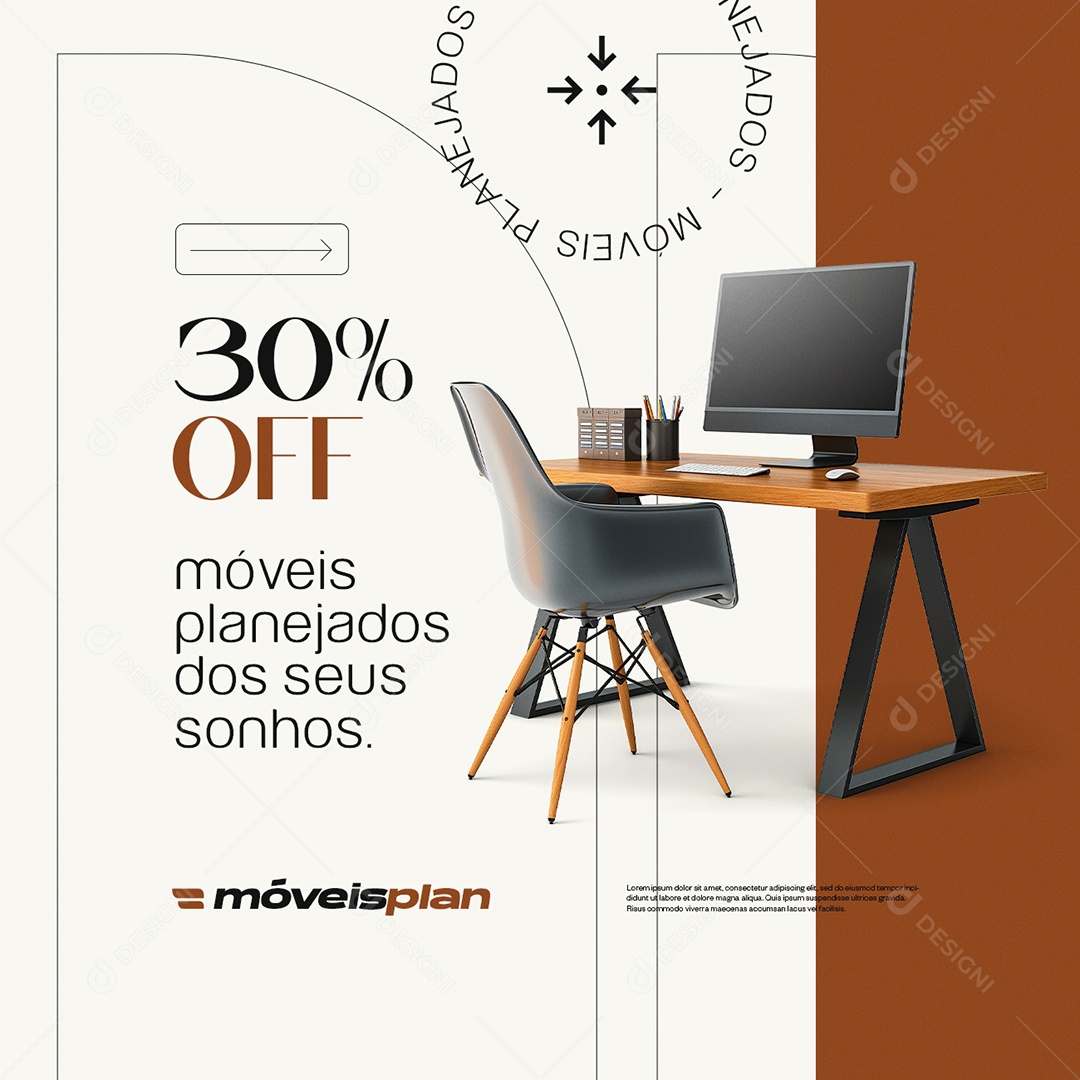 Móveis Planejados 30% Off Social Media PSD Editável