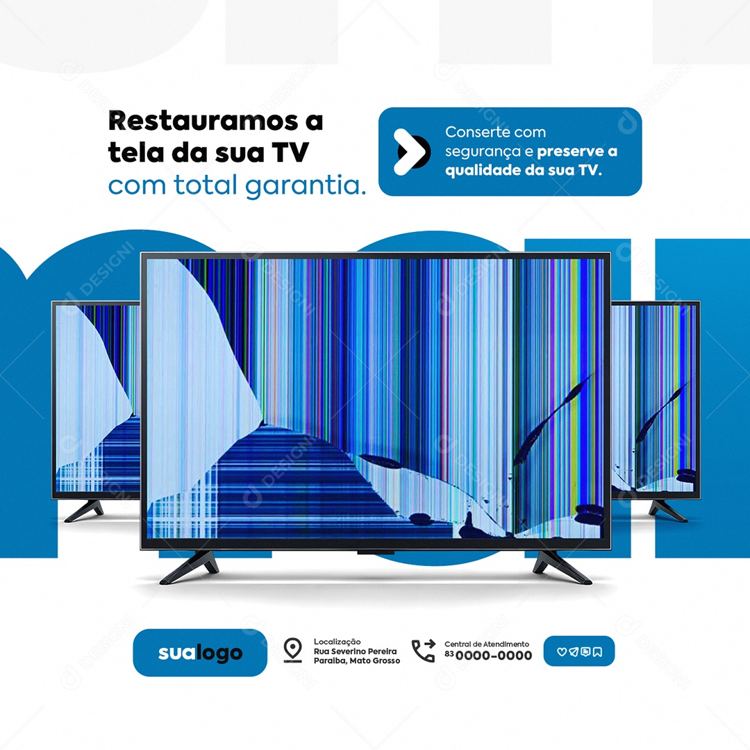 Manutenção De TV Restauramos a  Tela da Sua TV Social Media PSD Editável