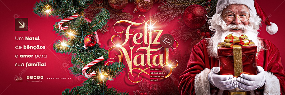 Social Media Carrossel Feliz Natal 25 de Dezembro PSD Editável