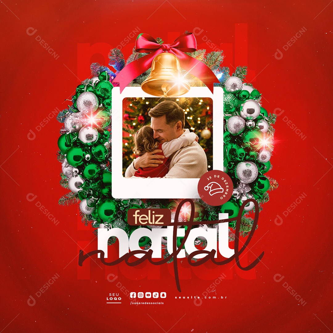 Feliz Natal 25 de Dezembro Social Media PSD Editável