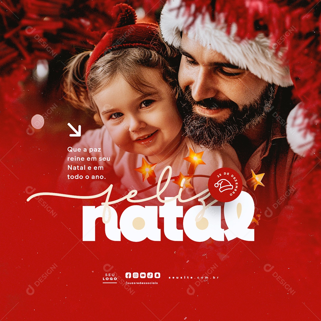 Feliz Natal 25 de Dezembro Social Media PSD Editável