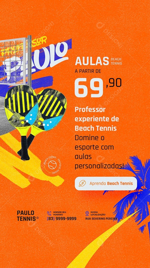 Story Professor Experiente de Beach Tennis Social Media PSD Editável