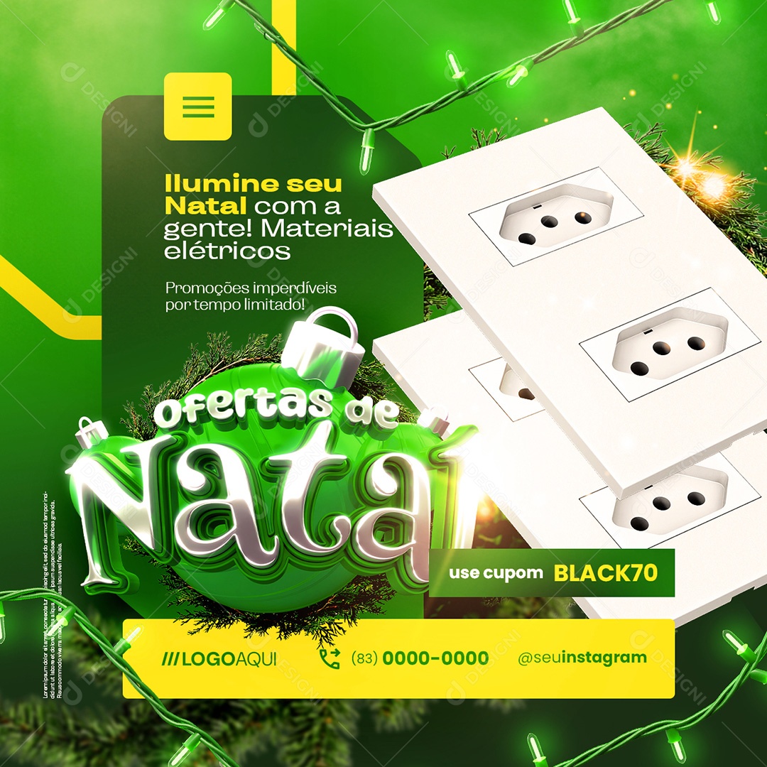 Loja de Materiais Elétricos Ofertas de Natal Social Media PSD Editável