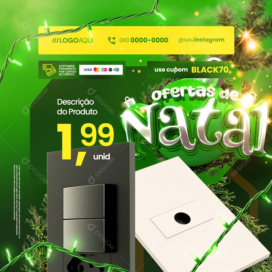 Loja de Materiais Elétricos Ofertas de Natal Social Media PSD Editável