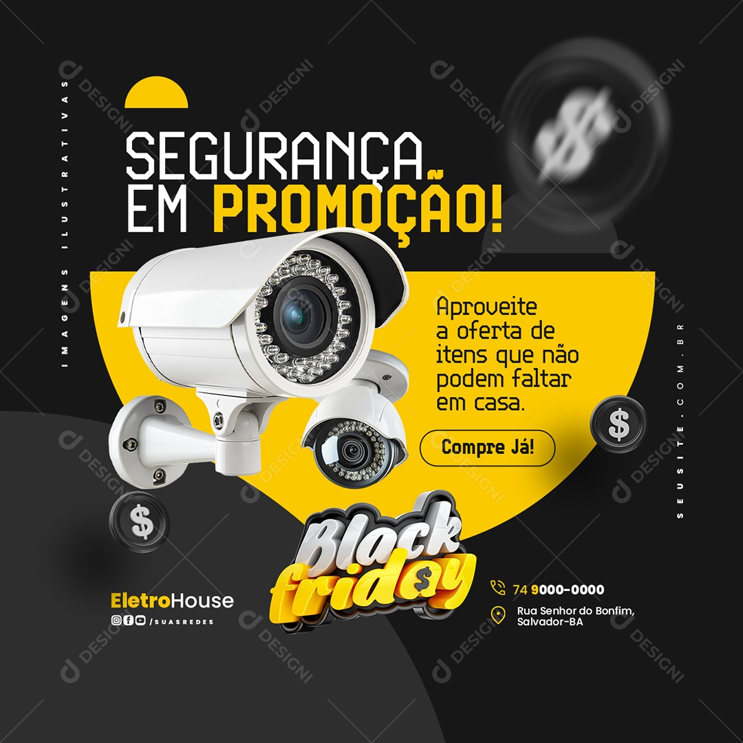 Black Friday Materiais Elétricos Segurança Em Promoção Social Media PSD Editável