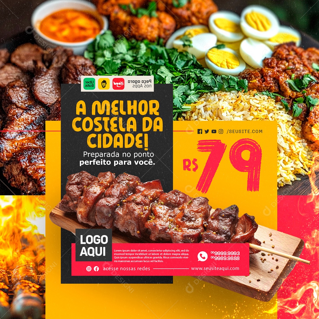 Grill Best Social Media PSD Costela Editable