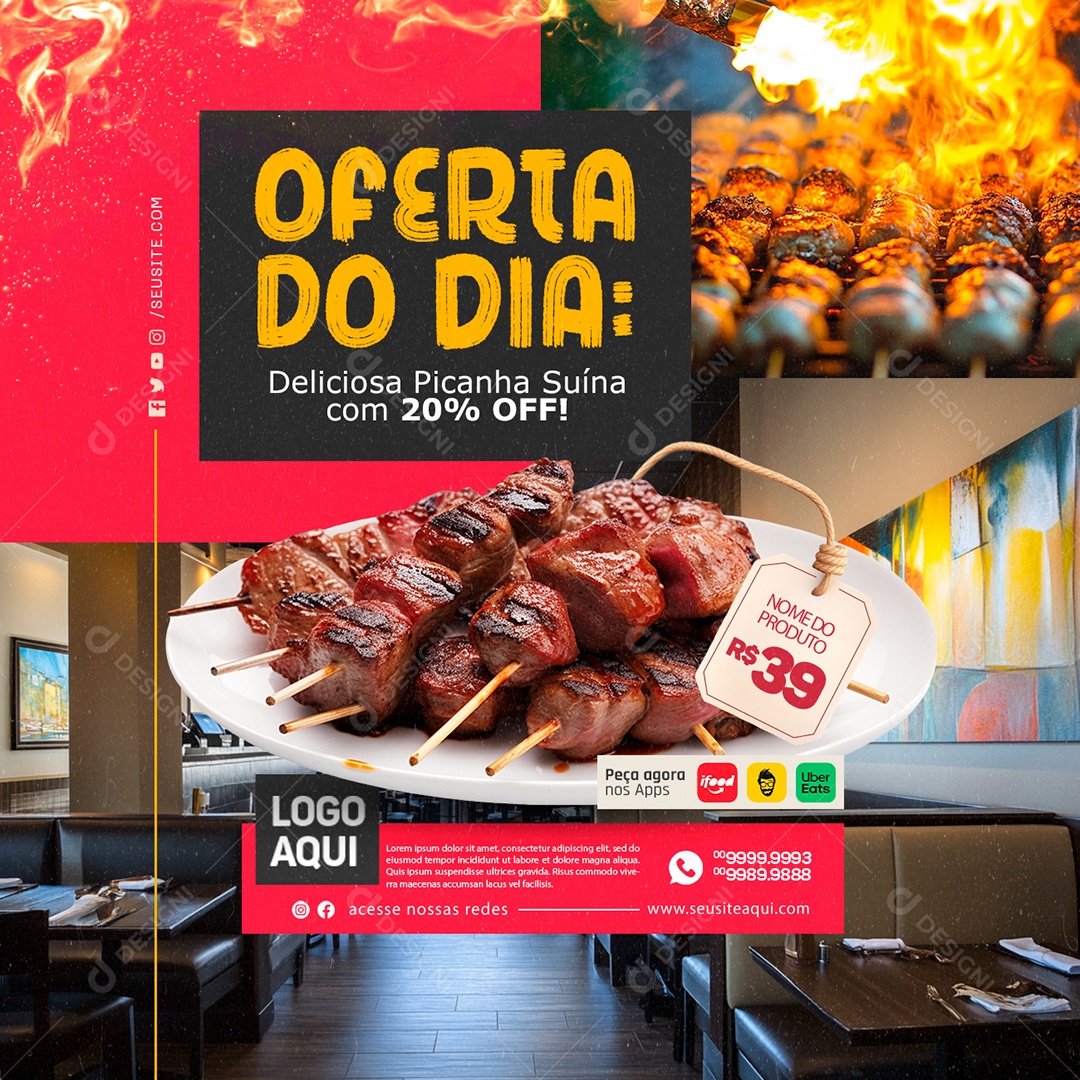 Churrascaria Oferta do dia Social Media PSD Editável