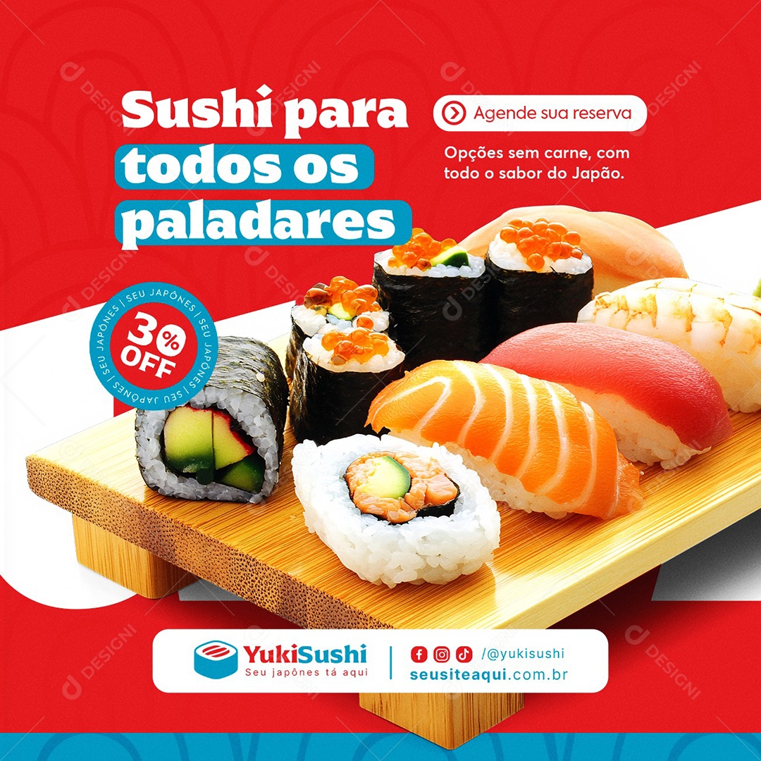 Comida Japonesa Sushi Para Todos os Paladares Social Media PSD Editável