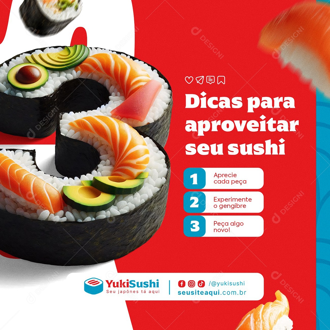 Comida Japonesa Dicas Para Aproveitar Social Media PSD Editável