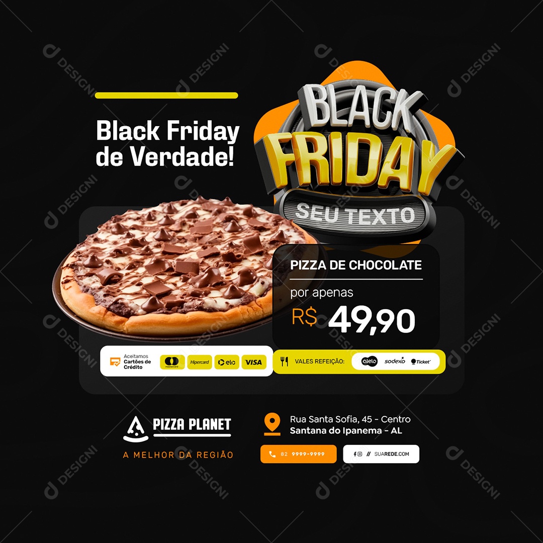 Pizzaria Black Friday de Verdade Social Media PSD Editável