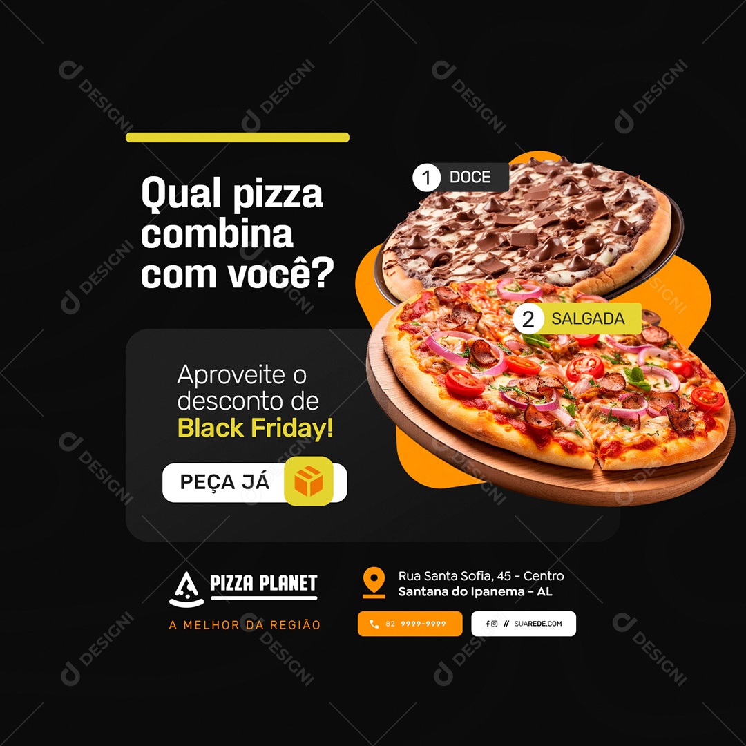 Pizzaria Qual Pizza Combina Social Media PSD Editável