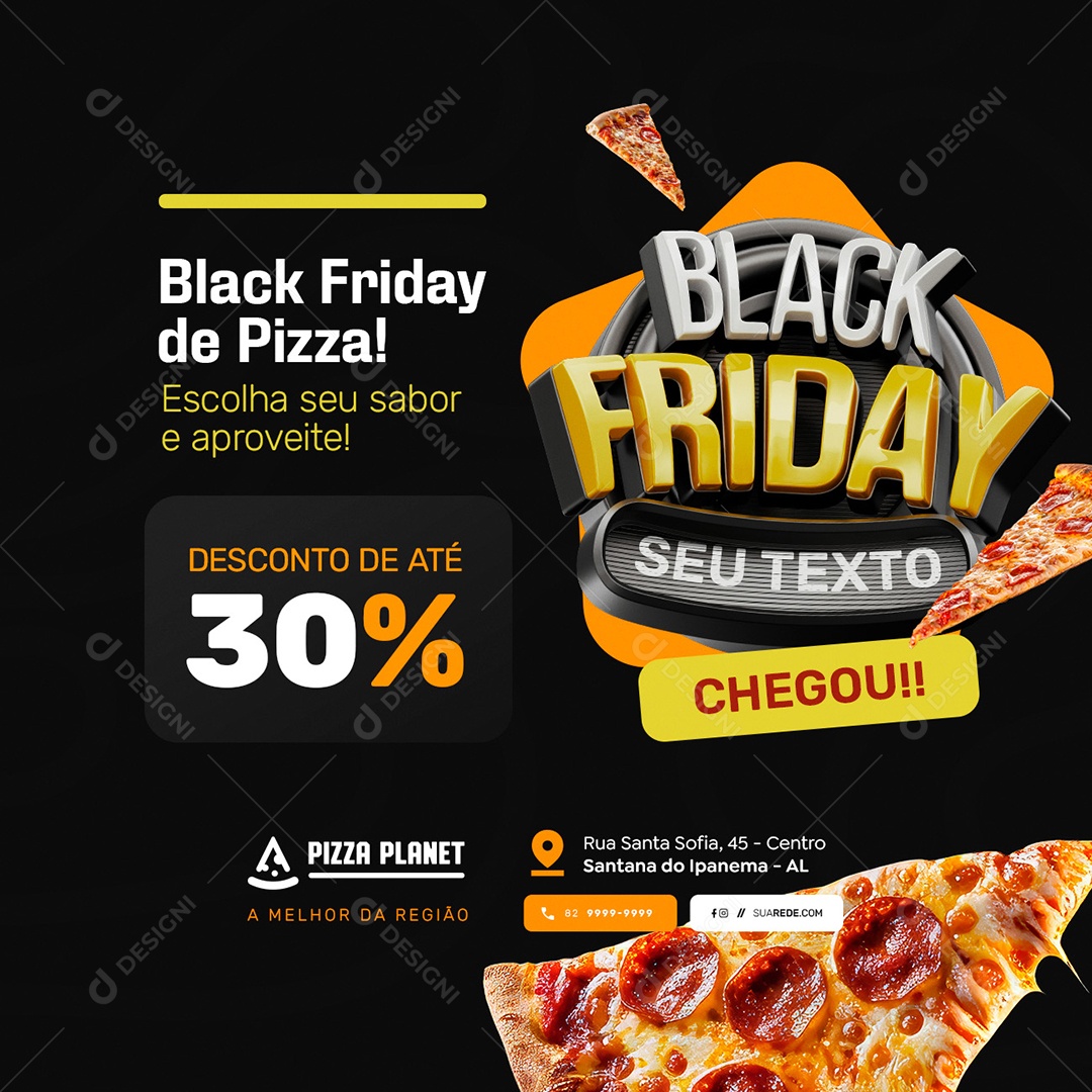 Pizzaria Black Friday Social Media PSD Editável