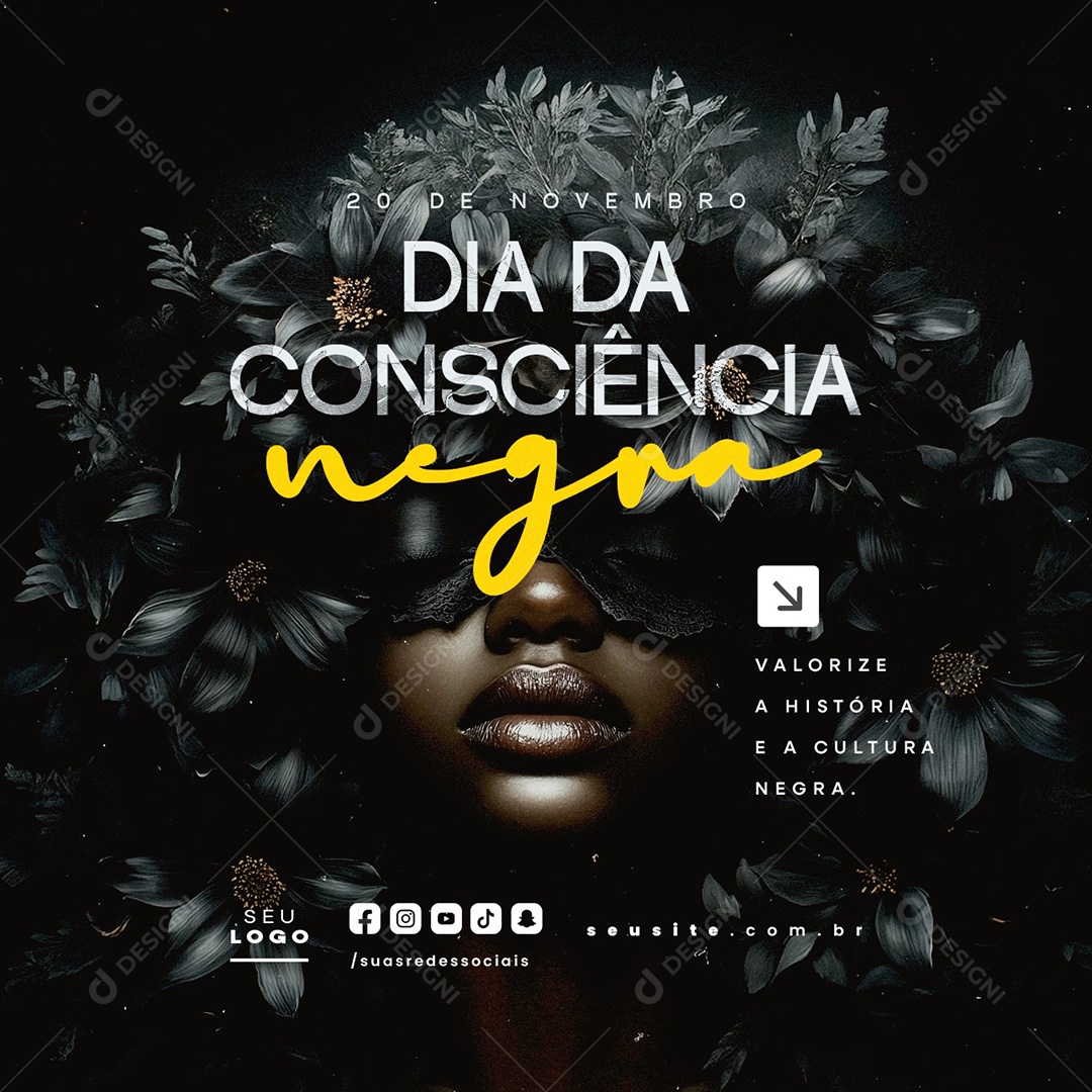 Dia da Consciência Negra 20 de Novembro Social Media PSD Editável