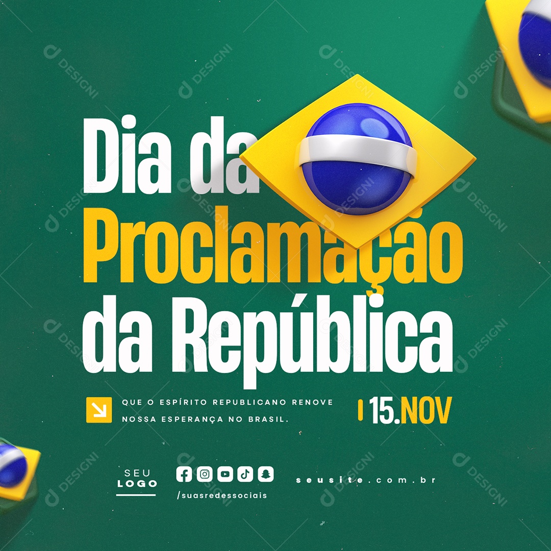 Dia da Proclamação da República 15 De Novembro Social Media PSD Editável