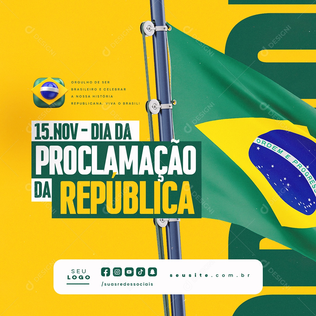 Dia da Proclamação da República 15 De Novembro Social Media PSD Editável