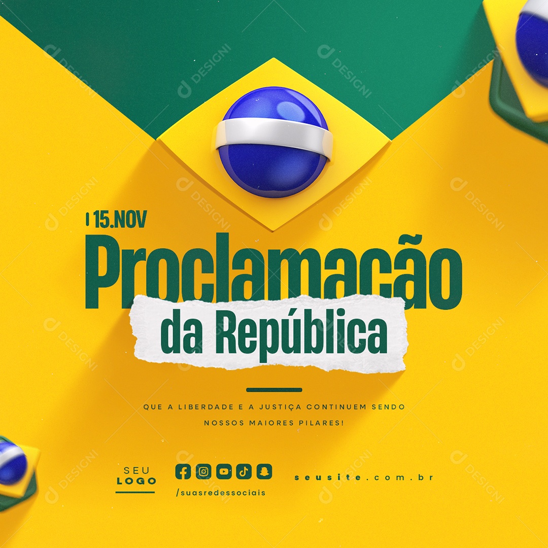 Dia da Proclamação da República 15 De Novembro Social Media PSD Editável