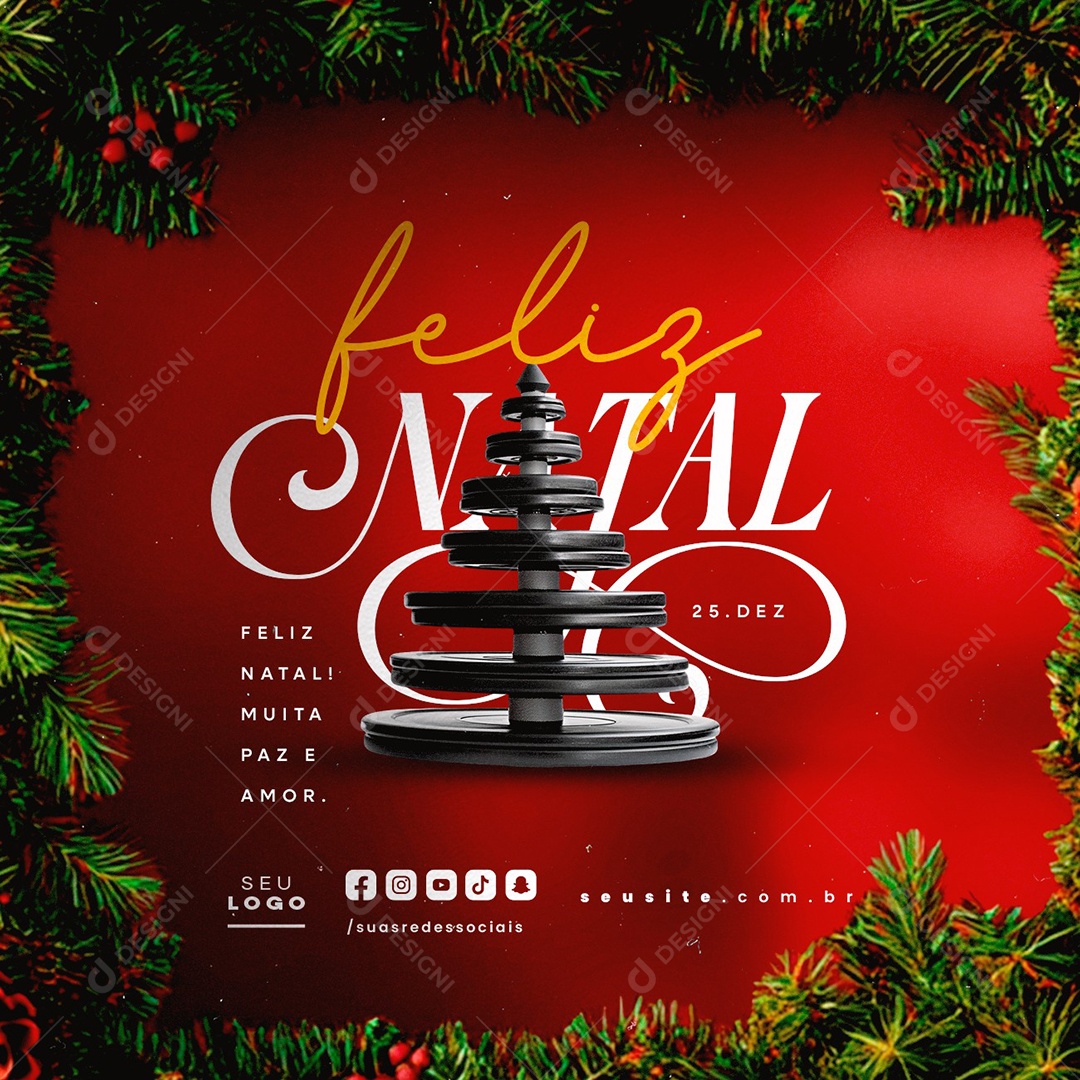 Feliz Natal 25 de Dezembro Social Media PSD Editável