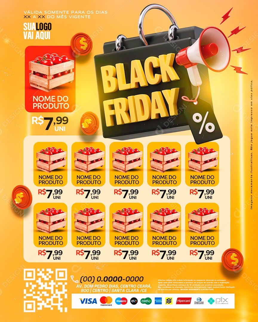 Tabloide Black Friday Supermercado Produtos Em Promoção Social Media PSD Editável