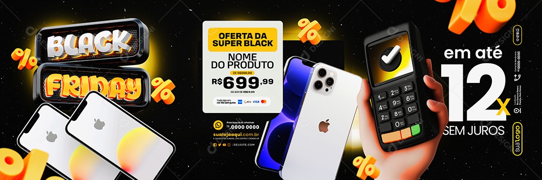 Carrossel Black Friday Eletrônicos Social Media PSD Editável