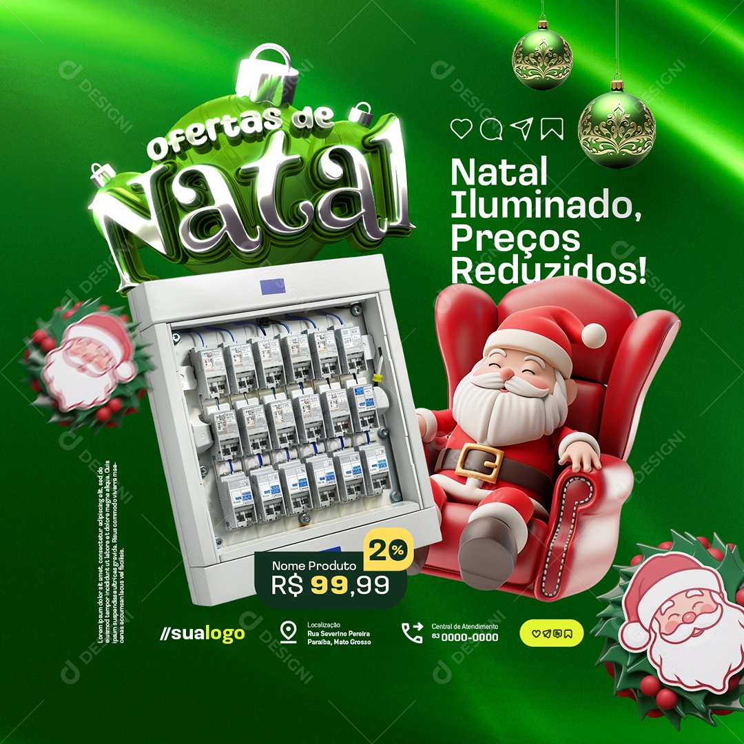 Loja de Materiais Elétricos Oferta de Natal Social Media PSD Editável