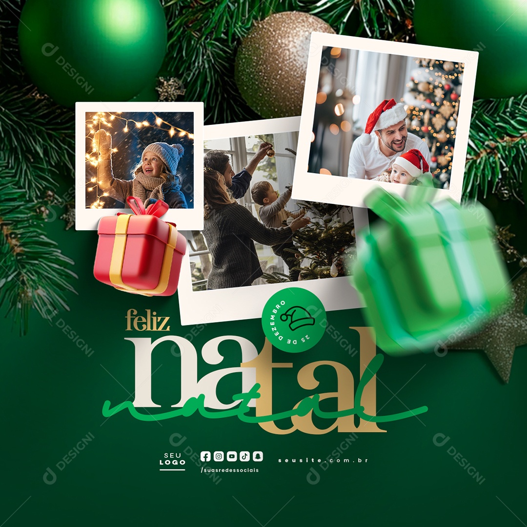 Feliz Natal 25 de Dezembro Social Media PSD Editável