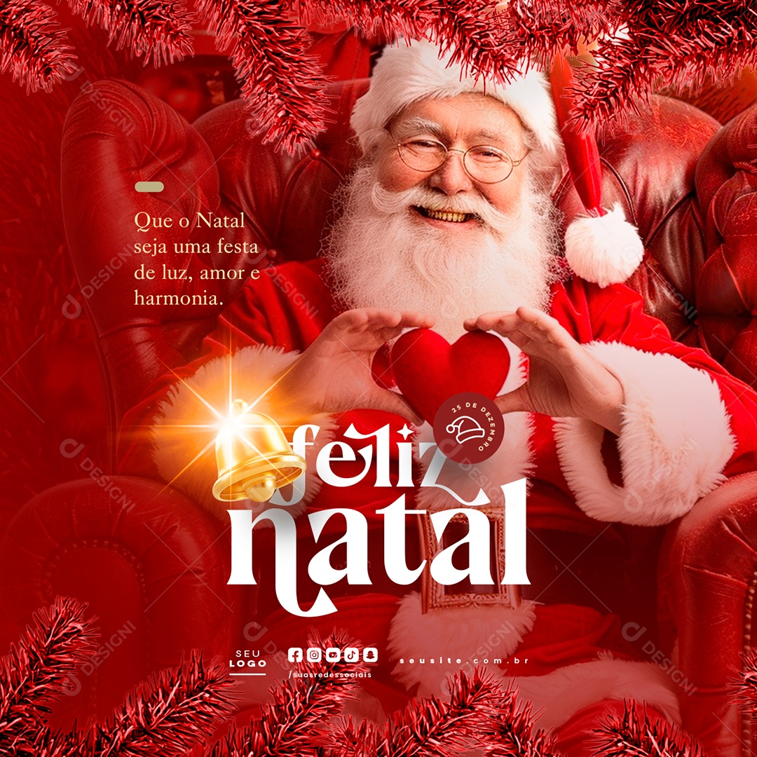 Feliz Natal 25 de Dezembro Social Media PSD Editável