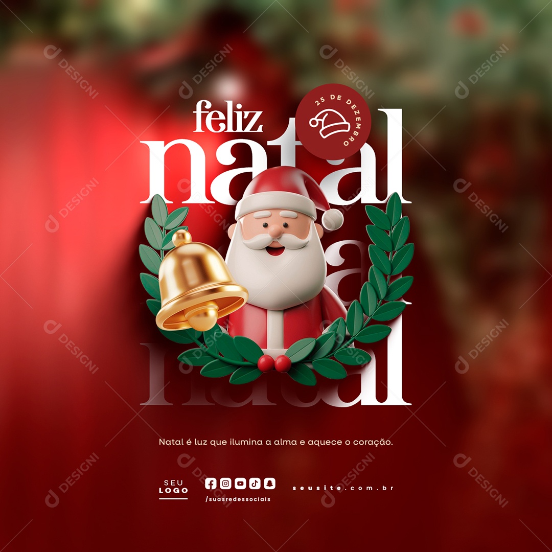 Feliz Natal 25 de Dezembro Social Media PSD Editável