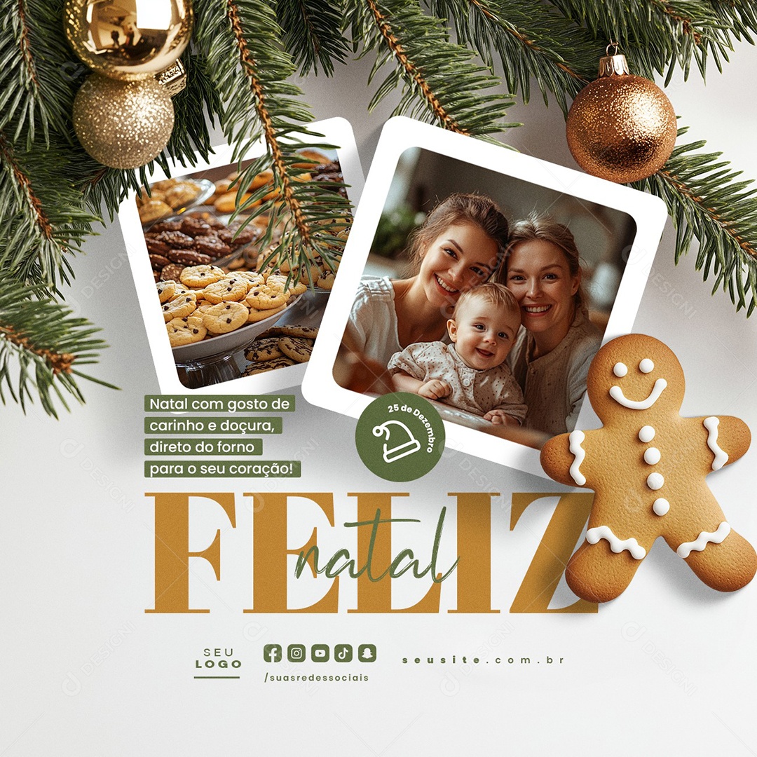 Cookies Direto do Forno Para seu Coração feliz Natal Social Media PSD Editável