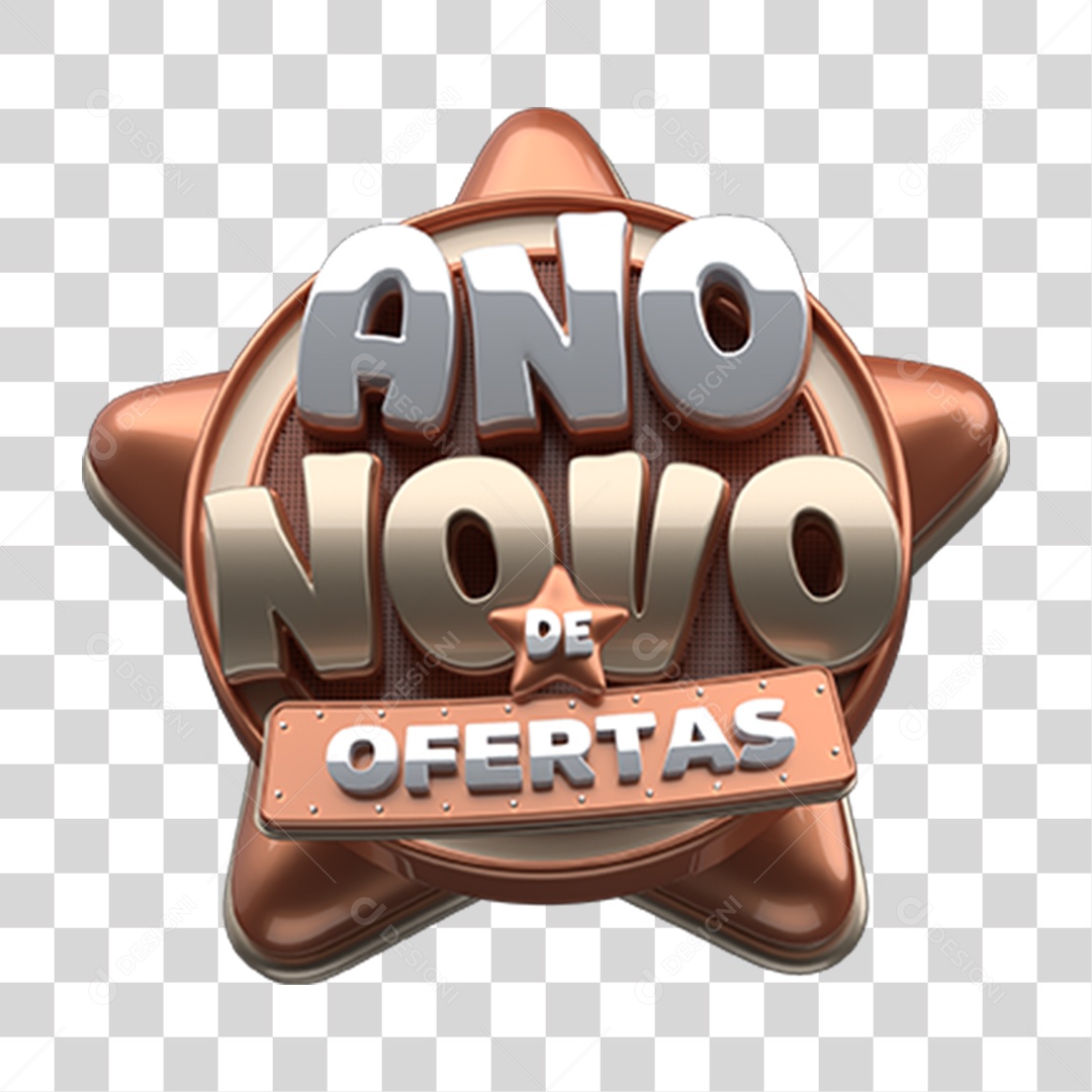 Selo 3D Ano Novo de Ofertas PNG Transparente