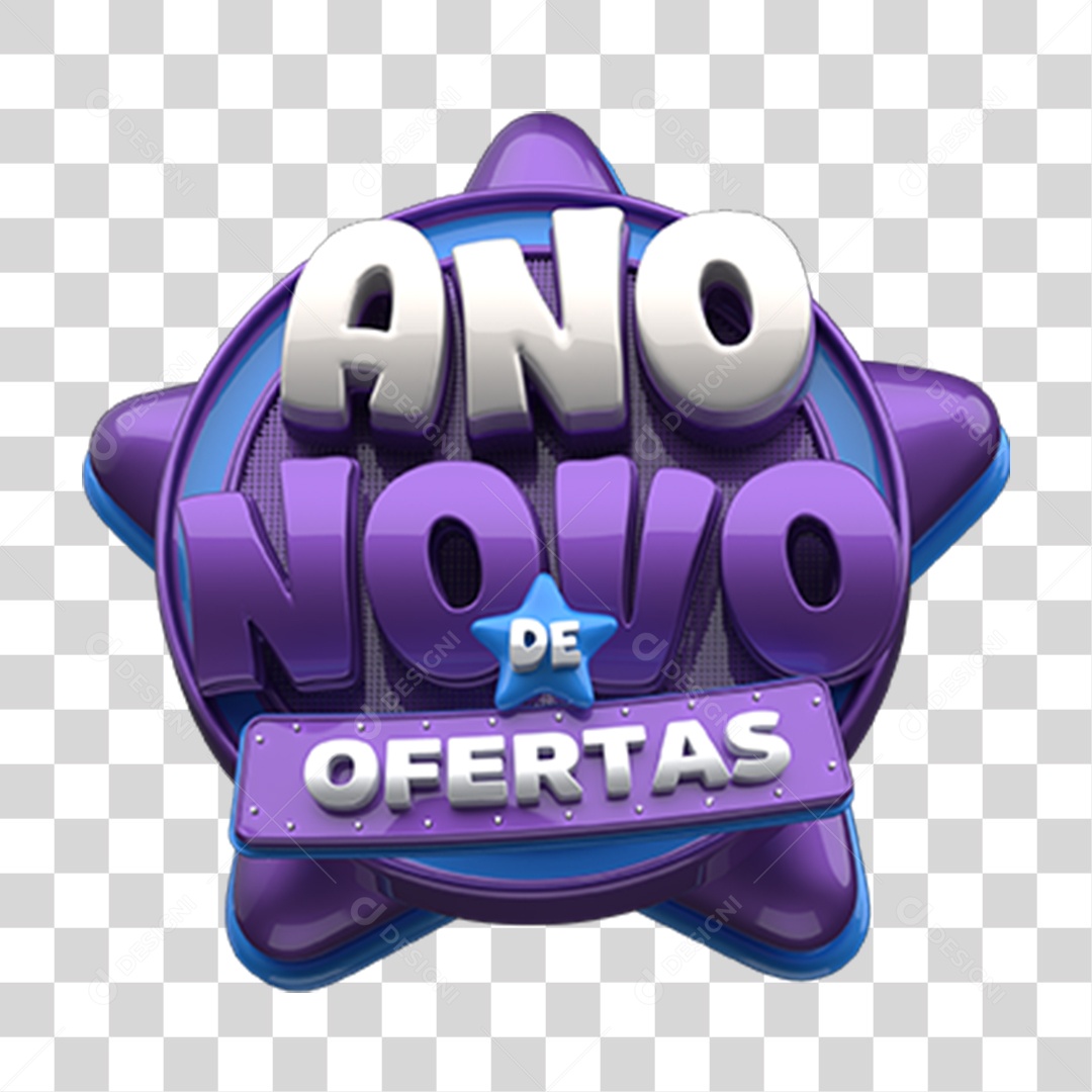 Selo 3D Ano Novo de Ofertas PNG Transparente