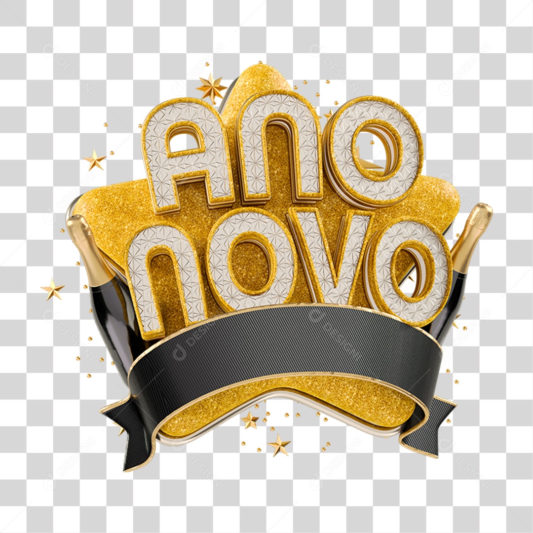 Selo 3D Ano Novo PNG Transparente