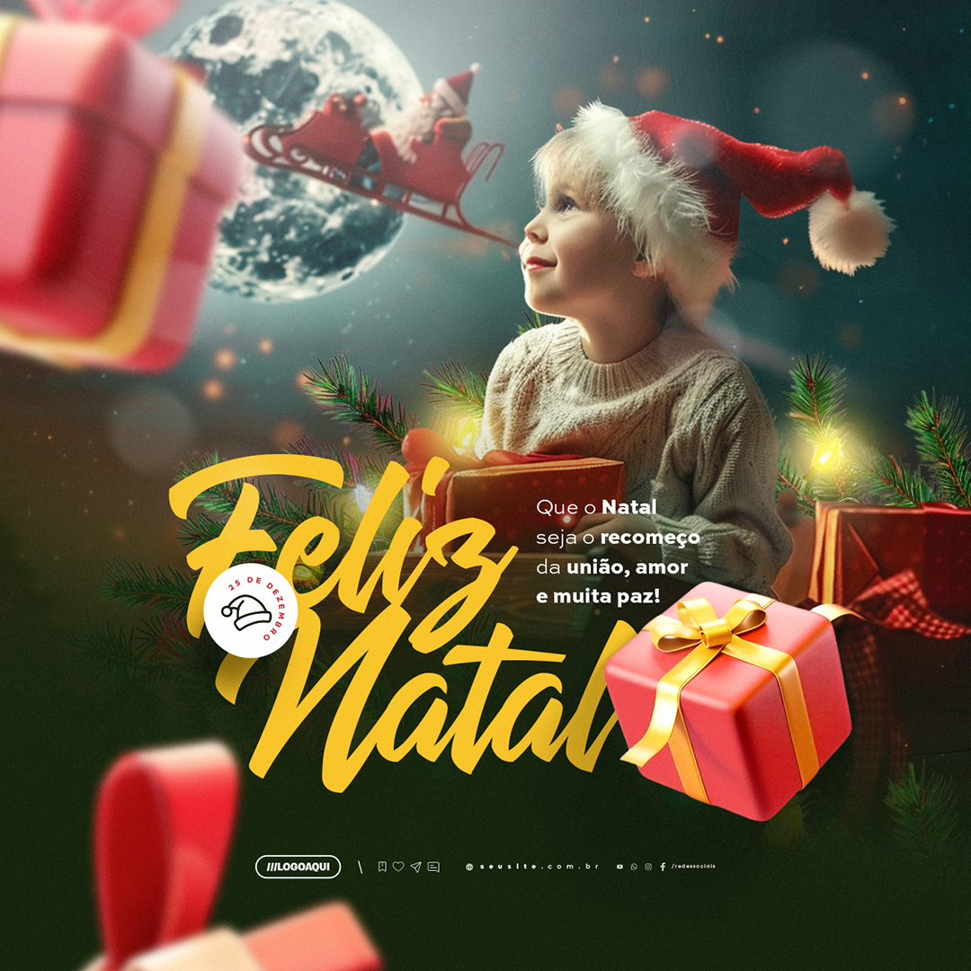 Motion Feliz Natal 25 de Dezembro Seja o Recomeço da União After Effects Editável