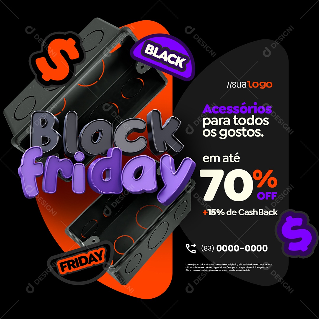 Black Friday Loja de Materiais Elétricos Acessórios Social Media PSD Editável